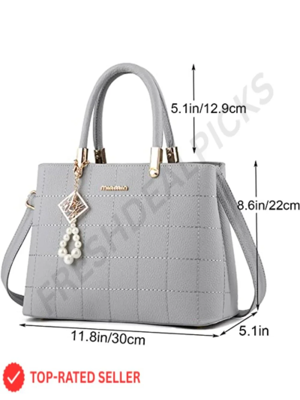 PU Leather Satchel Tote Shoulder Bag Top Handle with Removable Strap